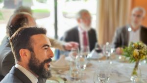 ‘Two closures’ speech by the gallery owner Pepe Cobo and the Consul General of Peru in Seville Rosario Botton at the Rotary Sevilla International Club