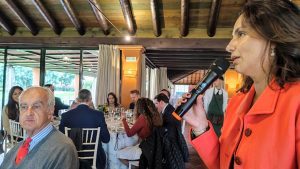 ‘Two closures’ speech by the gallery owner Pepe Cobo and the Consul General of Peru in Seville Rosario Botton at the Rotary Sevilla International Club